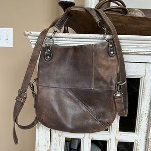 Bed Stu Tahiti Leather Crossbody Bag Taupe Rustic